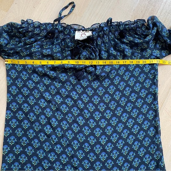 FIGUE 100% silk off shoulder Pom Pom blouse - Picture 9 of 12